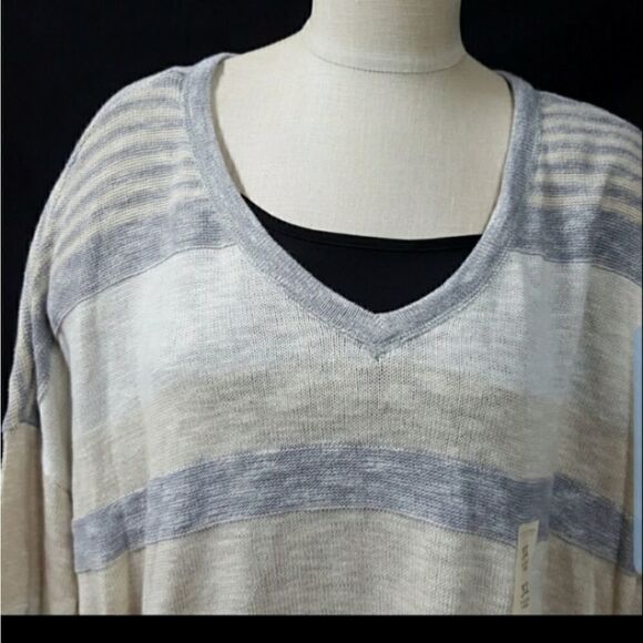 Sonoma Beige Striped Tunic Sweater - Picture 3 of 8
